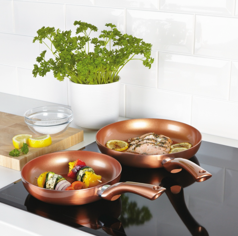 Non-Stick CermiTech Copper Frying Pan and Saucepan Set