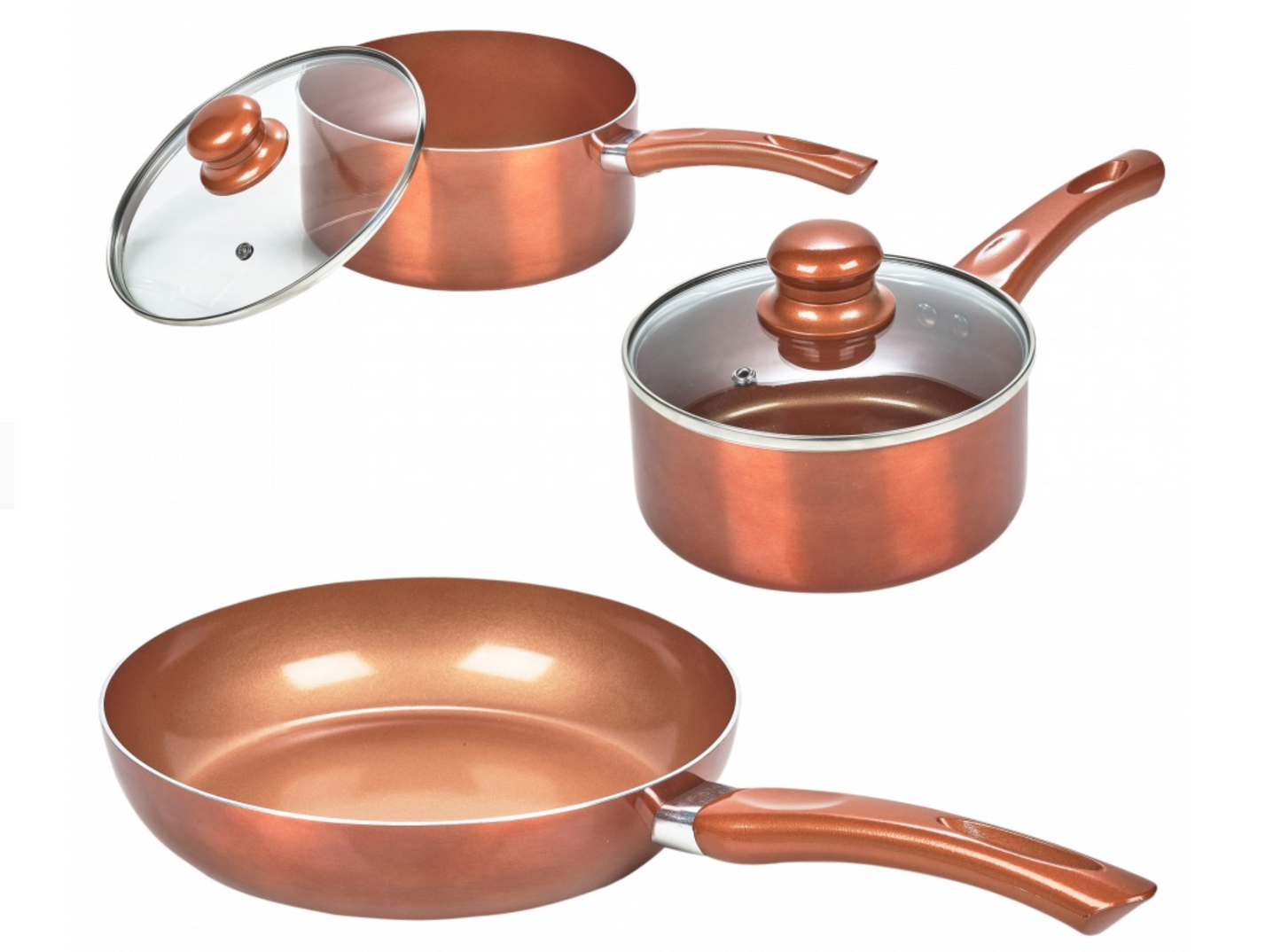 Non-Stick CermiTech Copper Frying Pan and Saucepan Set